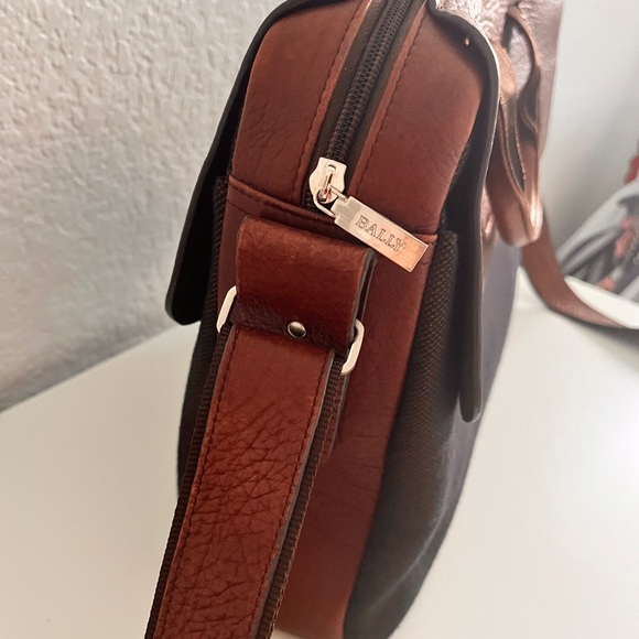 Rare gorgeous Bally Leather & tweed Fabric work bag laptop bag brown business - Picture 2 of 7